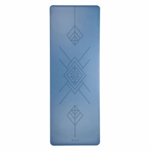 Килимок для йоги Bodhi PHOENIX Tribalign, 185 x 66 cm, 4 mm, natural rubber + PU, blue (синій)