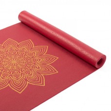 Килимок для йоги Bodhi RISHIKESH Premium 60 with golden mandala, burgundy (бордовий)