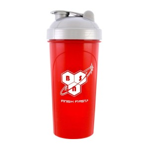 Шейкер BSN 700 мл Красный с серой крышкой и сеткой