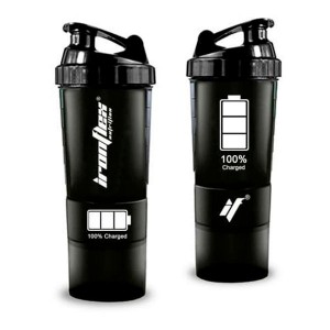 Шейкер IronFlex Spider Bottle 100% Charged 500 мл з двома контейнерами Чорний