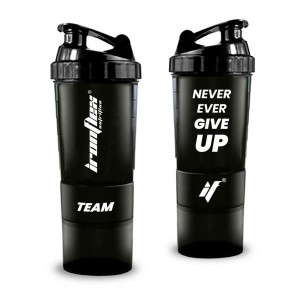 Шейкер IronFlex Spider Bottle Never Ever Give Up 500 мл с двумя контейнерами Черный