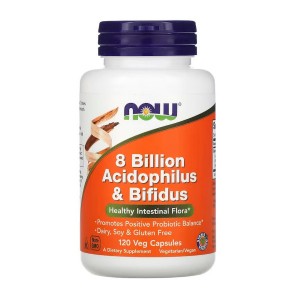 NOW Foods 8 Billion Acidophilus & Bifidus 120 вегакапсул