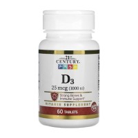 21st Century Vitamin D3 25 mcg 60 таблеток