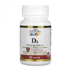 21st Century Vitamin D3 25 mcg 60 таблеток