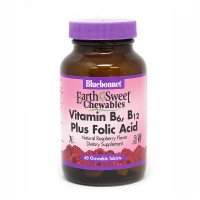 Bluebonnet Nutrition Earth Sweet Chewables Vitamin B6, В12 & Folic Acid 60 таблеток