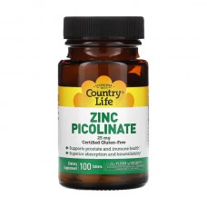 Country Life Zinc Picolinate 25 mg 100 таблеток Country Life Zinc Picolinate 25 mg 100 таблеток