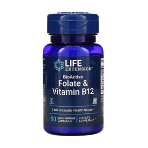 Life Extension BioActive Folate & Vitamin B12 90 вегакапсул