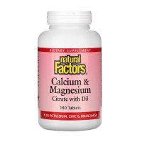 Natural Factors Calcium & Magnesium Citrate with D3 180 таблеток