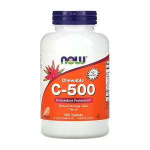 NOW Foods Vitamin C-500 Chewable Апельсин 100 жевательных таблеток