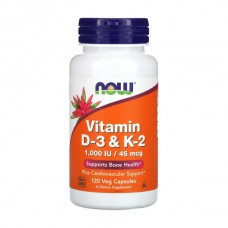 NOW Foods Vitamin D3 & K2, 120 вегакапсул