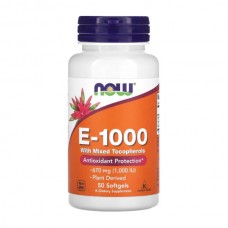 NOW Foods Vitamin E-1000 with Mixed Tocopherols 50 гелевих капсул