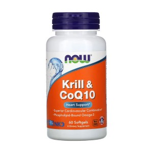 NOW Foods Krill & CoQ10, 60 гелевых капсул