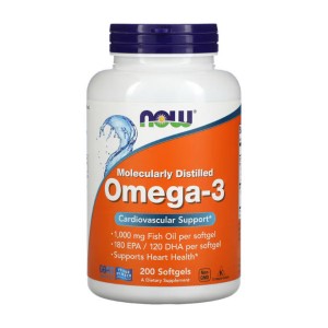 NOW Foods Omega-3, 200 гелевих капсул